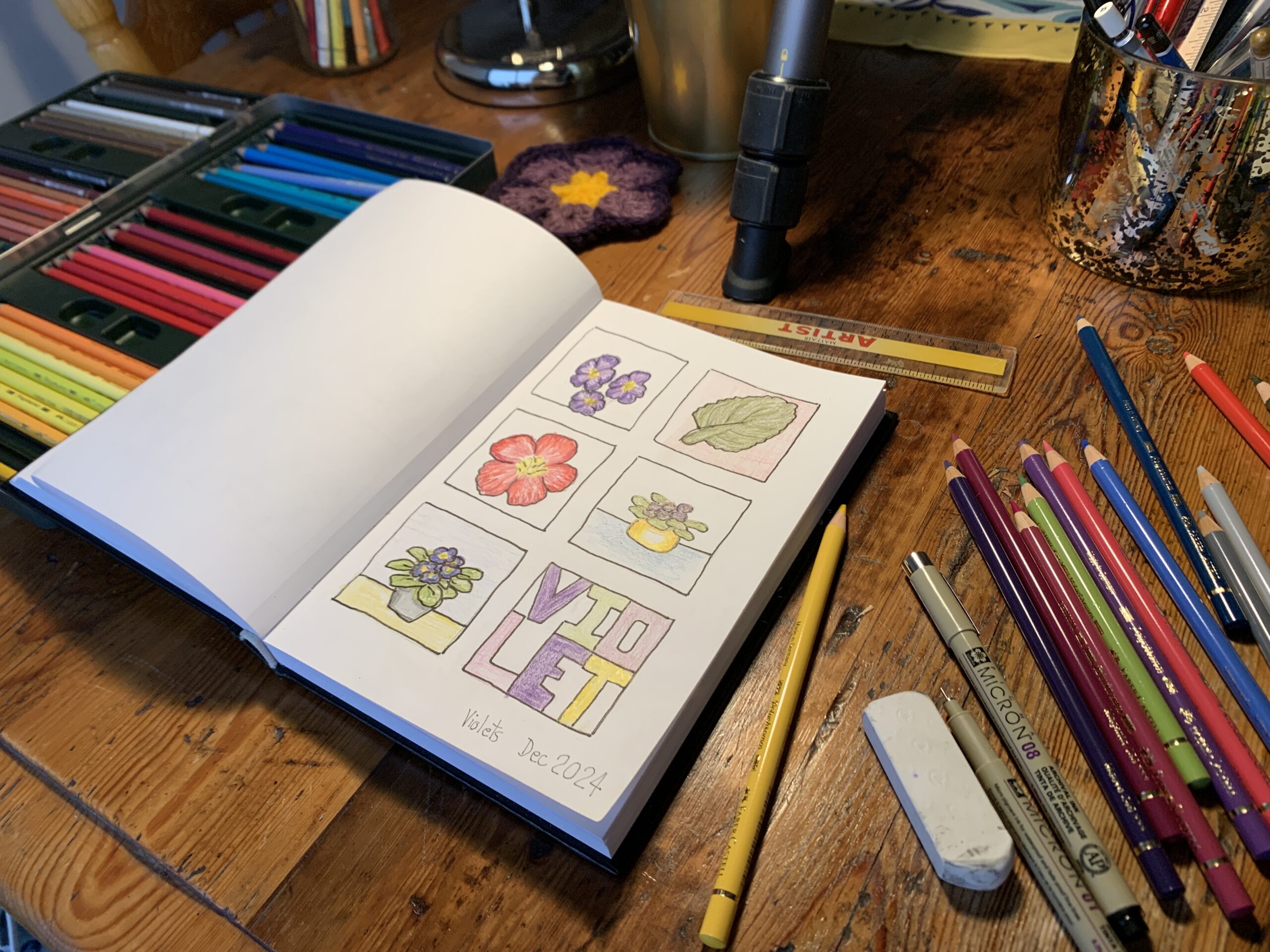 grid-art-journal-page-african-violets